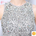 High Neck Heavy Sequins perlés à manches courtes OEM Services Suzhou Alibaba Evening Dress